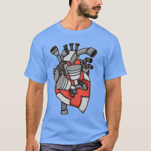 Engine Heart Pistons Car Mechanic retro T-Shirt