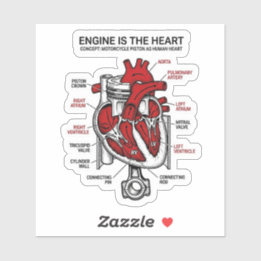 Engine Is The Heart Sticker — Piston Anatomy Decal