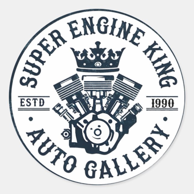 Engine king classic round sticker (Front)