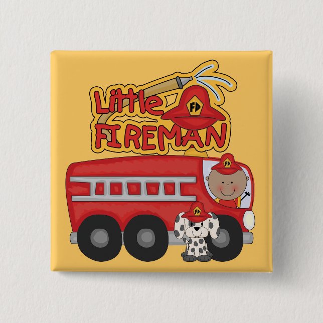 Engine Little Fireman African American Tshirts 15 Cm Square Badge (Front)
