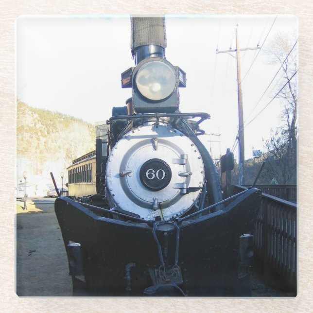 Engine No. 60, Idaho Springs, Colorado Glass Coaster (Front)