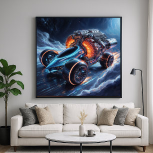 Engine Overkill - Fantastical Car Concept Design Poster