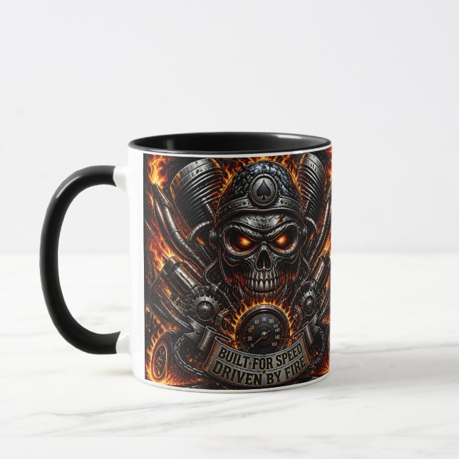 Engine Piston Skull Biker Mug (Left)