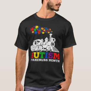 Engine Train With Puzzle Autism Awareness Day Auti T-Shirt