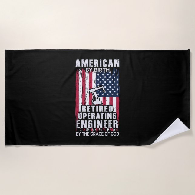 Engineer American Retired Operating Engineer Beach Towel (Front)