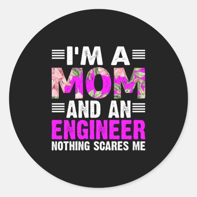 Engineer Art A Mom And An Engineer Classic Round Sticker (Front)