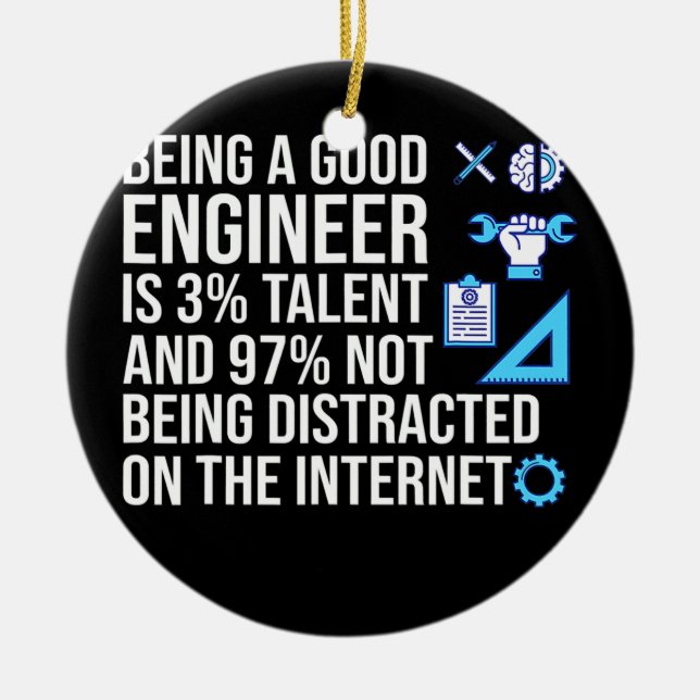 Engineer Being A Good Engineer Computer Software Ceramic Tree Decoration (Front)