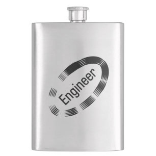 Engineer Black Oval Hip Flask