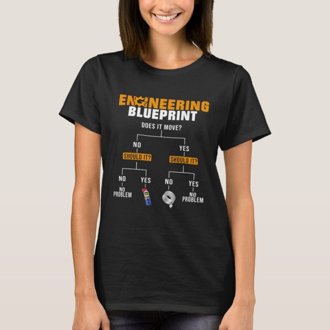Engineer Blueprint  Engineers  Engineering Memes T-Shirt (Front)