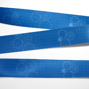 Engineer Blueprint Style Grosgrain Ribbon