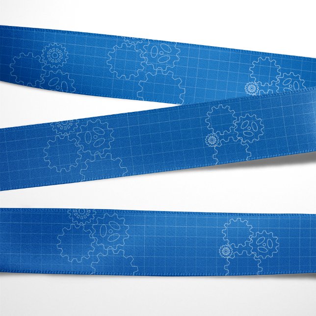 Engineer Blueprint Style Grosgrain Ribbon (Creator Uploaded)