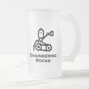Engineer Bot Engineering Rocks Frosted Glass Beer Mug