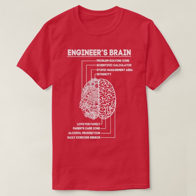 Engineer Brain Funny  Engineering  T-Shirt (Design Front)