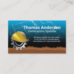 Engineer Builder   Architect Blueprint Business Card
