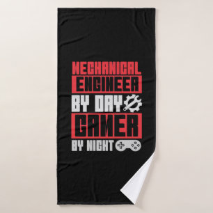 Engineer By Day Gamer By Night Bath Towel
