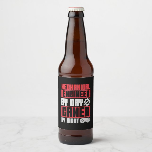 Engineer By Day Gamer By Night Beer Bottle Label (Front)