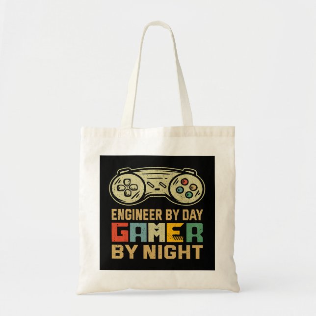 Engineer by day gamer by night Cool Video Game Lov Tote Bag (Front)