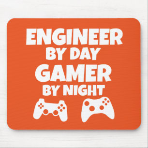 Engineer by day, Gamer by night - Funny Mouse Mat