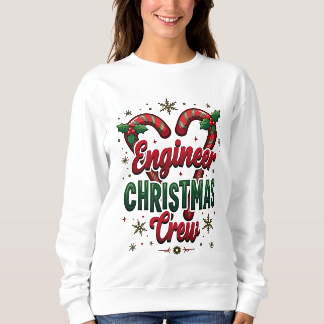 Engineer Christmas Crew - Funny Retro Holiday Sweatshirt (Front)