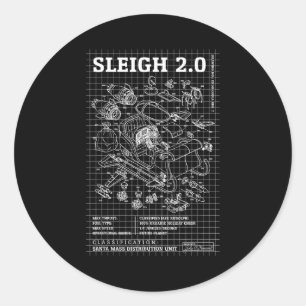 Engineer Christmas Funny Santa Rocket Sleigh Bluep Classic Round Sticker