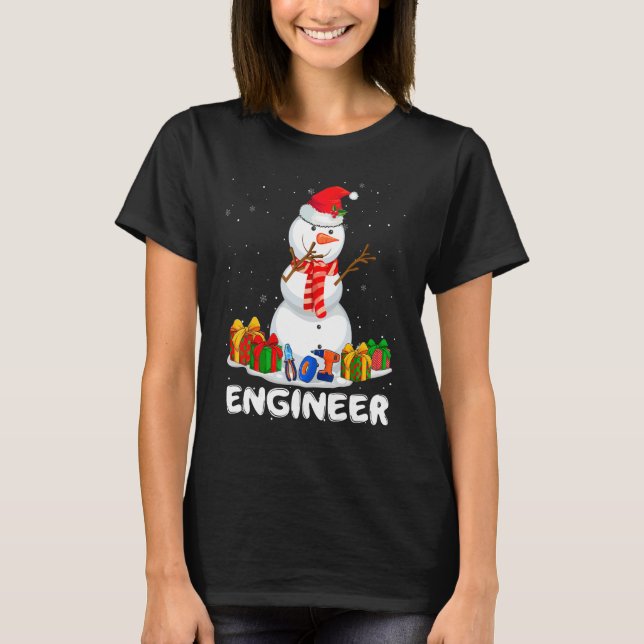 Engineer Christmas Funny Snowman Xmas Holiday Paja T-Shirt (Front)