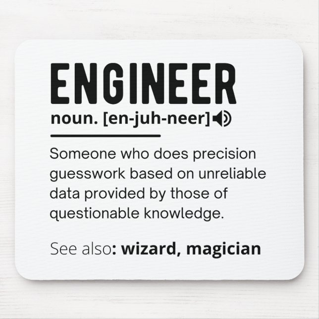 Engineer Definition Engineering Gift Mouse Mat (Front)