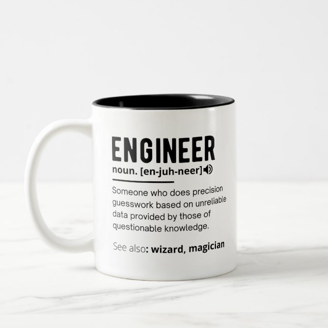 Engineer Definition Engineering Gift Two-Tone Coffee Mug (Left)