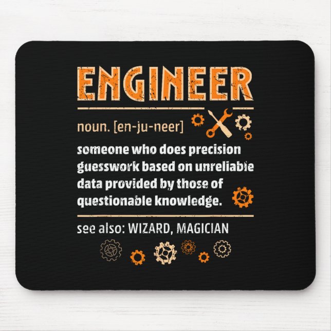 Engineer Definition Funny Engineering Nerdy Scienc Mouse Mat (Front)