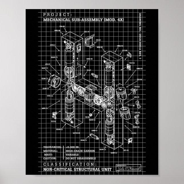 Engineer Engineering Monogram Initial Catal Letter Poster (Front)