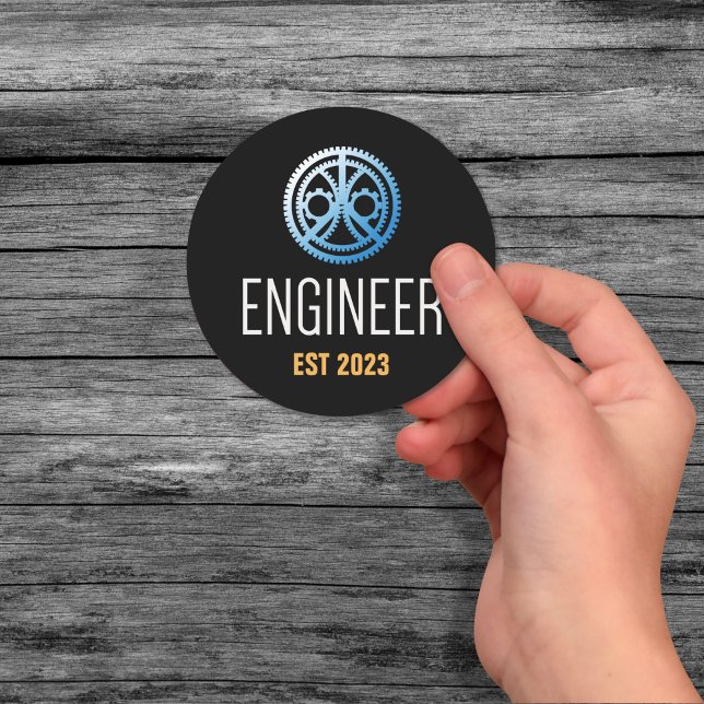 Engineer Established , Engineering Graduate Custom Classic Round Sticker (Creator Uploaded)