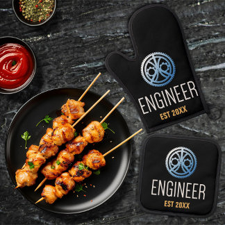 Engineer Established , Engineering Graduate Custom Oven Mitt & Pot Holder Set