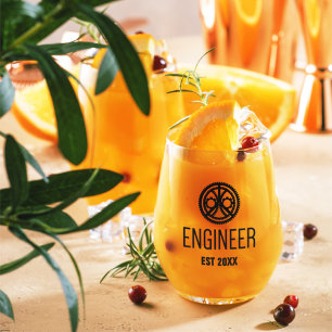 Engineer Established , Engineering Graduate Custom Stemless Wine Glass