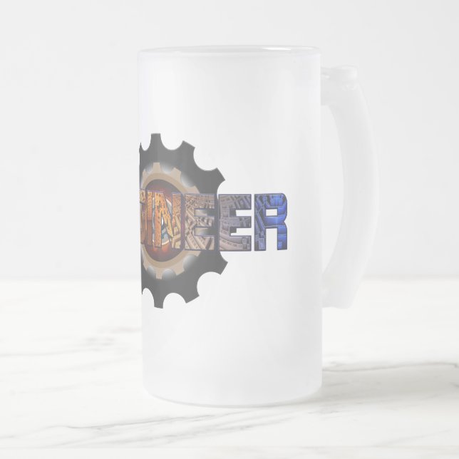 Engineer Frosted Glass Beer Mug (Front Right)