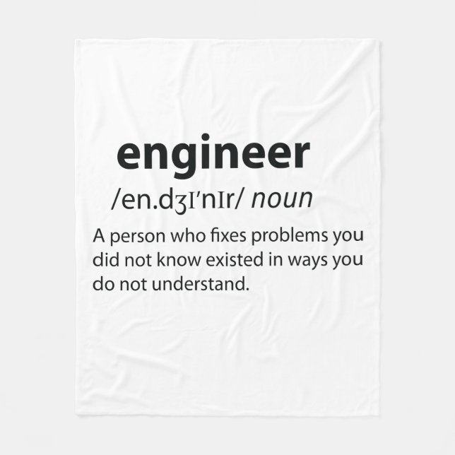 Engineer Funny Dictionary Definition Fleece Blanket (Front)