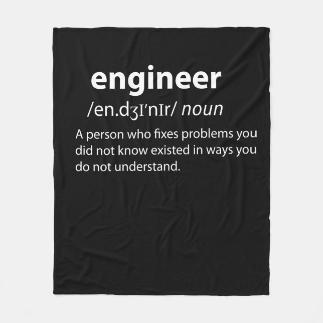 Engineer Funny Dictionary Definition Fleece Blanket (Front)