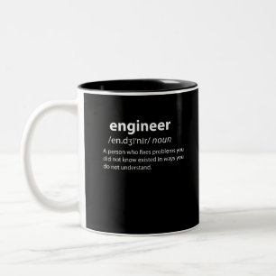 Engineer Funny Dictionary Definition Two-Tone Coffee Mug
