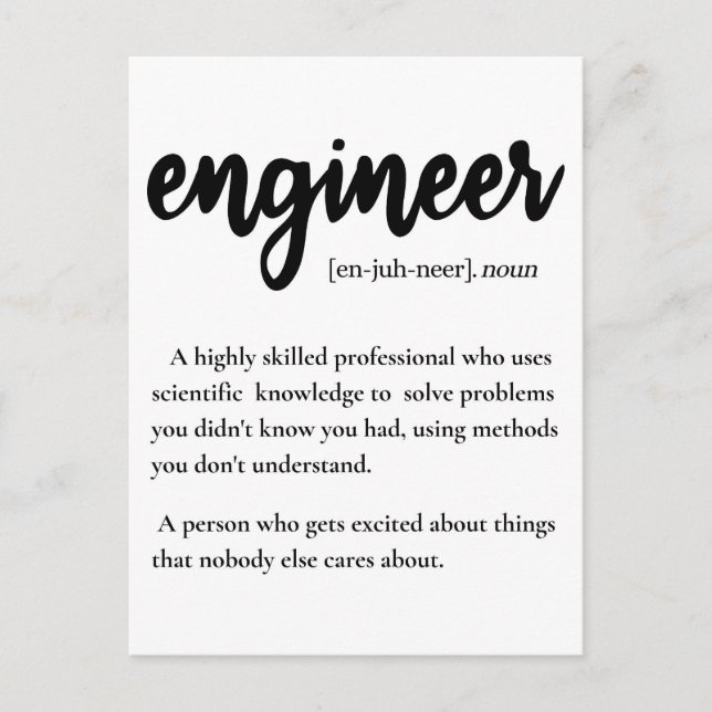 Engineer Gifts,  Engineer Definition Postcard (Front)