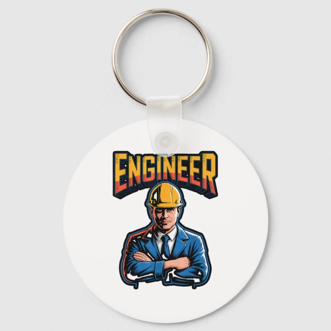 Engineer In Greek Letters Stem Nerd Humor  Key Ring (Front)