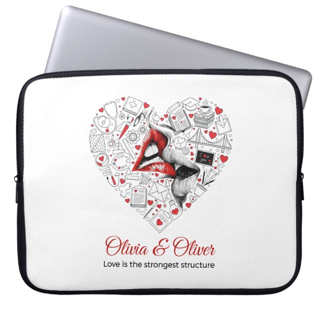 Engineer Love Strongest Structure Valentine Laptop Sleeve (Front)