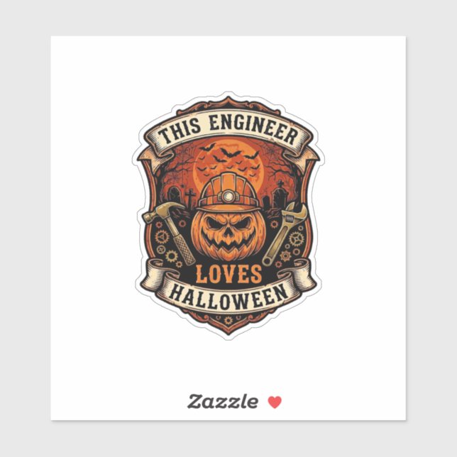 Engineer Loves Halloween Pumpkin Hard Hat Hammer W (Sheet)