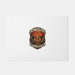 Engineer Loves Halloween Pumpkin Hard Hat Hammer W Doormat