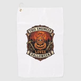 Engineer Loves Halloween Pumpkin Hard Hat Hammer W Golf Towel