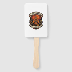 Engineer Loves Halloween Pumpkin Hard Hat Hammer W Hand Fan