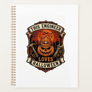 Engineer Loves Halloween Pumpkin Hard Hat Hammer W Planner