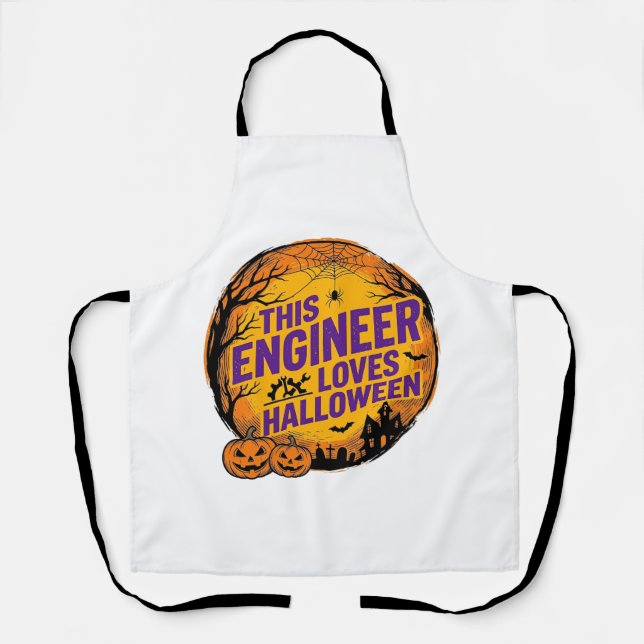 Engineer Loves Halloween Vintage Pumpkin Design_1 Apron (Front)