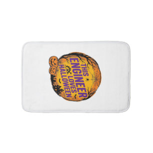 Engineer Loves Halloween Vintage Pumpkin Design_1 Bath Mat