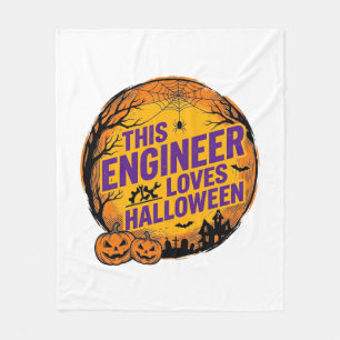 Engineer Loves Halloween Vintage Pumpkin Design_1 Fleece Blanket