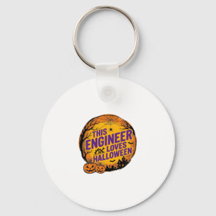 Engineer Loves Halloween Vintage Pumpkin Design_1 Key Ring