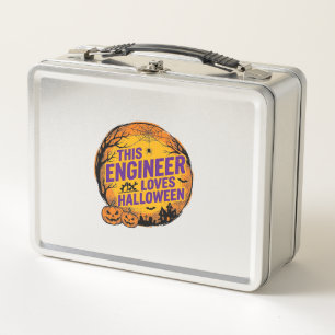 Engineer Loves Halloween Vintage Pumpkin Design_1 Metal Lunch Box