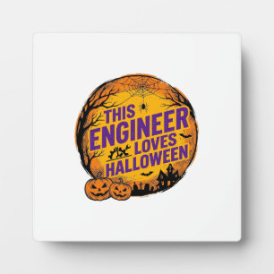 Engineer Loves Halloween Vintage Pumpkin Design_1 Plaque